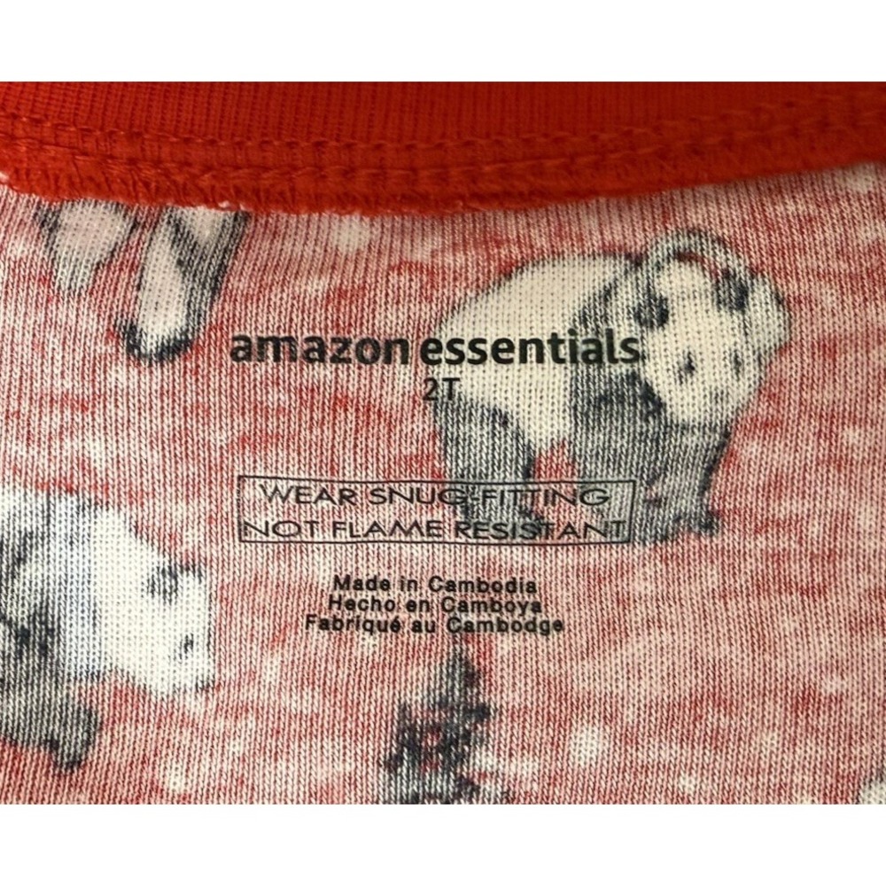 Amazon Essentials Kids 1-Piece Red Panda Print Knit Footie Pajamas Size 2T - Picture 4 of 5